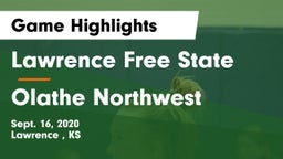 Lawrence Free State  vs Olathe Northwest  Game Highlights - Sept. 16, 2020