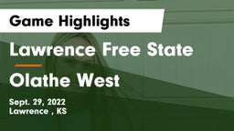 Lawrence Free State  vs Olathe West   Game Highlights - Sept. 29, 2022