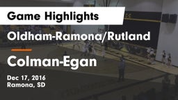 Oldham-Ramona/Rutland  vs Colman-Egan  Game Highlights - Dec 17, 2016