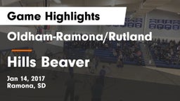 Oldham-Ramona/Rutland  vs Hills Beaver  Game Highlights - Jan 14, 2017