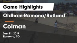 Oldham-Ramona/Rutland  vs Colman Game Highlights - Jan 21, 2017