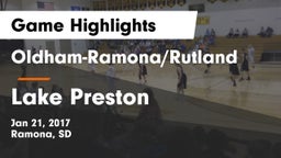 Oldham-Ramona/Rutland  vs Lake Preston Game Highlights - Jan 21, 2017
