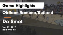 Oldham-Ramona/Rutland  vs De Smet  Game Highlights - Jan 27, 2017