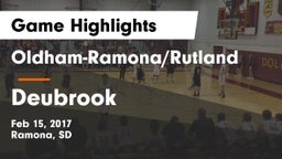 Oldham-Ramona/Rutland  vs Deubrook  Game Highlights - Feb 15, 2017