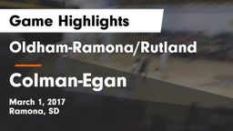 Oldham-Ramona/Rutland  vs Colman-Egan  Game Highlights - March 1, 2017