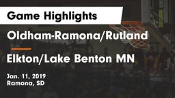 Oldham-Ramona/Rutland  vs Elkton/Lake Benton MN Game Highlights - Jan. 11, 2019