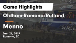 Oldham-Ramona/Rutland  vs Menno  Game Highlights - Jan. 26, 2019