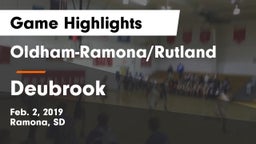 Oldham-Ramona/Rutland  vs Deubrook  Game Highlights - Feb. 2, 2019