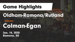 Oldham-Ramona/Rutland  vs Colman-Egan  Game Highlights - Jan. 14, 2020