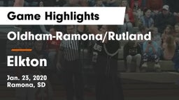Oldham-Ramona/Rutland  vs Elkton Game Highlights - Jan. 23, 2020