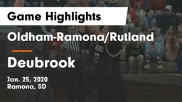 Oldham-Ramona/Rutland  vs Deubrook Game Highlights - Jan. 25, 2020