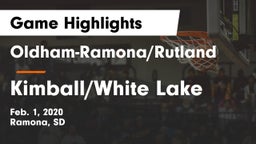 Oldham-Ramona/Rutland  vs Kimball/White Lake  Game Highlights - Feb. 1, 2020