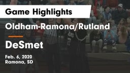 Oldham-Ramona/Rutland  vs DeSmet Game Highlights - Feb. 6, 2020