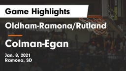 Oldham-Ramona/Rutland  vs Colman-Egan  Game Highlights - Jan. 8, 2021