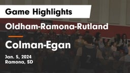 Oldham-Ramona-Rutland  vs Colman-Egan  Game Highlights - Jan. 5, 2024