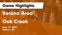 Verona Area  vs Oak Creek  Game Highlights - Aug. 27, 2022