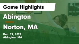 Abington  vs Norton, MA Game Highlights - Dec. 29, 2023
