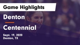 Denton  vs Centennial  Game Highlights - Sept. 19, 2020