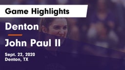 Denton  vs John Paul II  Game Highlights - Sept. 22, 2020