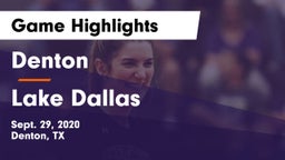 Denton  vs Lake Dallas  Game Highlights - Sept. 29, 2020