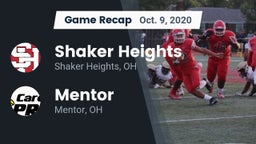 Recap: Shaker Heights  vs. Mentor  2020
