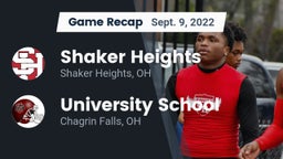 Recap: Shaker Heights  vs. University School 2022