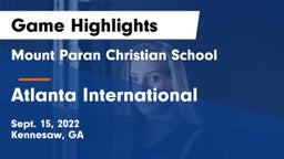 Mount Paran Christian School vs Atlanta International  Game Highlights - Sept. 15, 2022