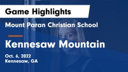 Mount Paran Christian School vs Kennesaw Mountain  Game Highlights - Oct. 6, 2022