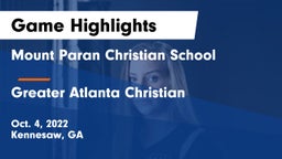 Mount Paran Christian School vs Greater Atlanta Christian  Game Highlights - Oct. 4, 2022