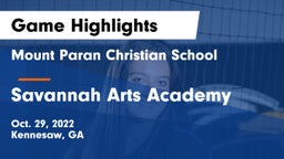 Mount Paran Christian School vs Savannah Arts Academy Game Highlights - Oct. 29, 2022