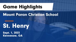 Mount Paran Christian School vs St. Henry  Game Highlights - Sept. 1, 2023