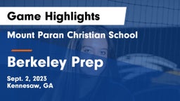 Mount Paran Christian School vs Berkeley Prep  Game Highlights - Sept. 2, 2023