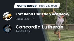 Recap: Fort Bend Christian Academy vs. Concordia Lutheran  2020
