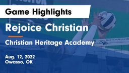 Rejoice Christian  vs Christian Heritage Academy Game Highlights - Aug. 12, 2022