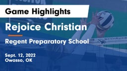 Rejoice Christian  vs Regent Preparatory School  Game Highlights - Sept. 12, 2022