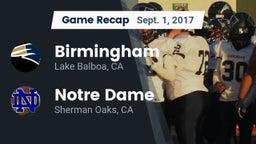 Recap: Birmingham  vs. Notre Dame  2017