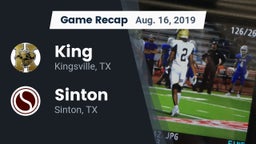 Recap: King  vs. Sinton  2019