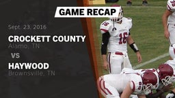 Recap: Crockett County  vs. Haywood  2016