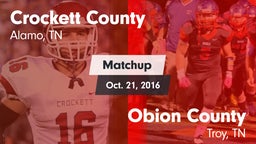 Matchup: Crockett County vs. Obion County  2016