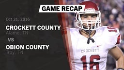 Recap: Crockett County  vs. Obion County  2016