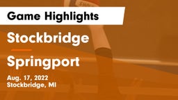Stockbridge  vs Springport  Game Highlights - Aug. 17, 2022