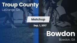Matchup: Troup County High vs. Bowdon  2017