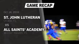Recap: St. John Lutheran  vs. All Saints' Academy  2016