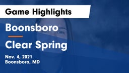 Boonsboro  vs Clear Spring  Game Highlights - Nov. 4, 2021