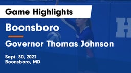 Boonsboro  vs Governor Thomas Johnson  Game Highlights - Sept. 30, 2022