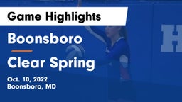 Boonsboro  vs Clear Spring  Game Highlights - Oct. 10, 2022