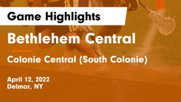 Bethlehem Central  vs Colonie Central  (South Colonie) Game Highlights - April 12, 2022