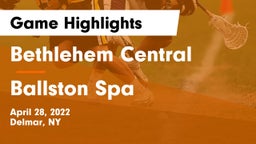 Bethlehem Central  vs Ballston Spa  Game Highlights - April 28, 2022