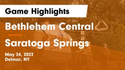 Bethlehem Central  vs Saratoga Springs  Game Highlights - May 24, 2022