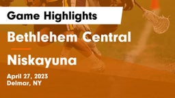 Bethlehem Central  vs Niskayuna  Game Highlights - April 27, 2023